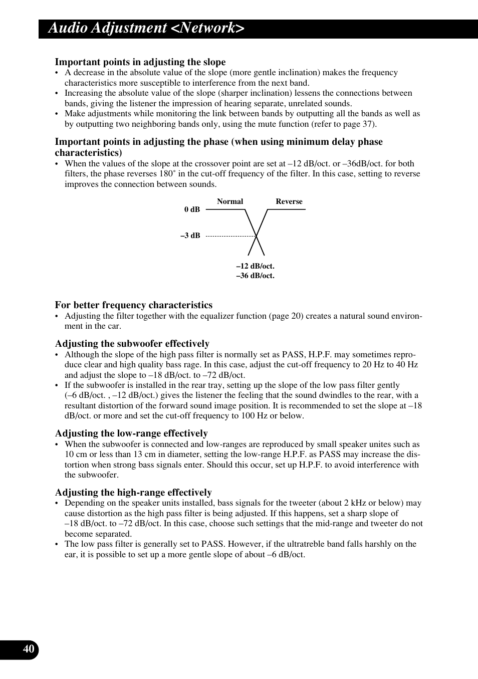 Audio adjustment <network | Pioneer RS-P90 User Manual | Page 40 / 63