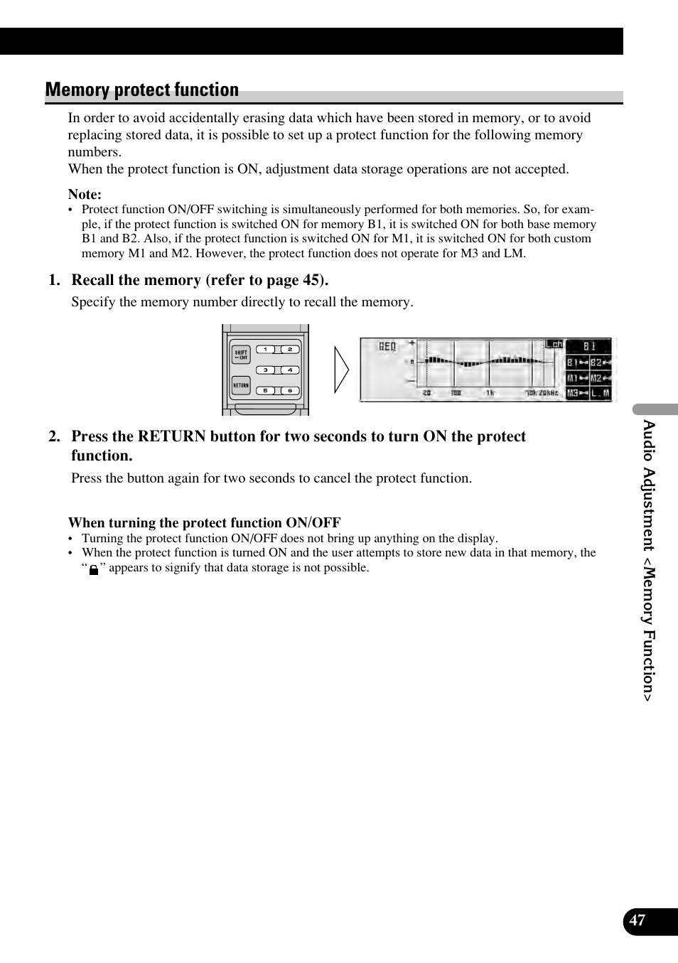 Memory protect function | Pioneer RS-P90 User Manual | Page 47 / 63