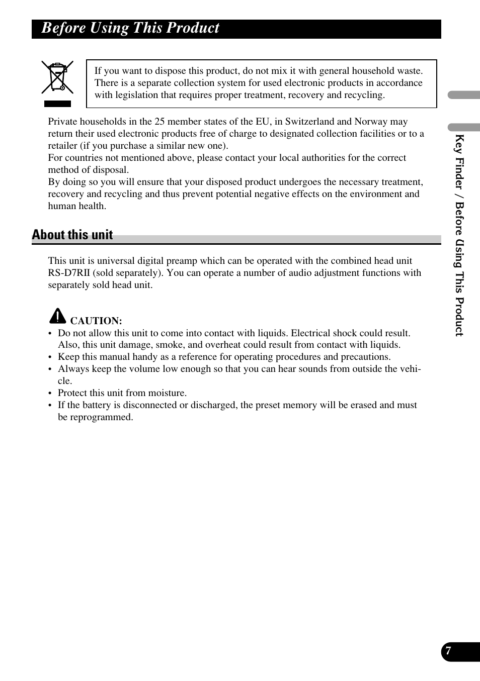 Before using this product, About this unit | Pioneer RS-P90 User Manual | Page 7 / 63