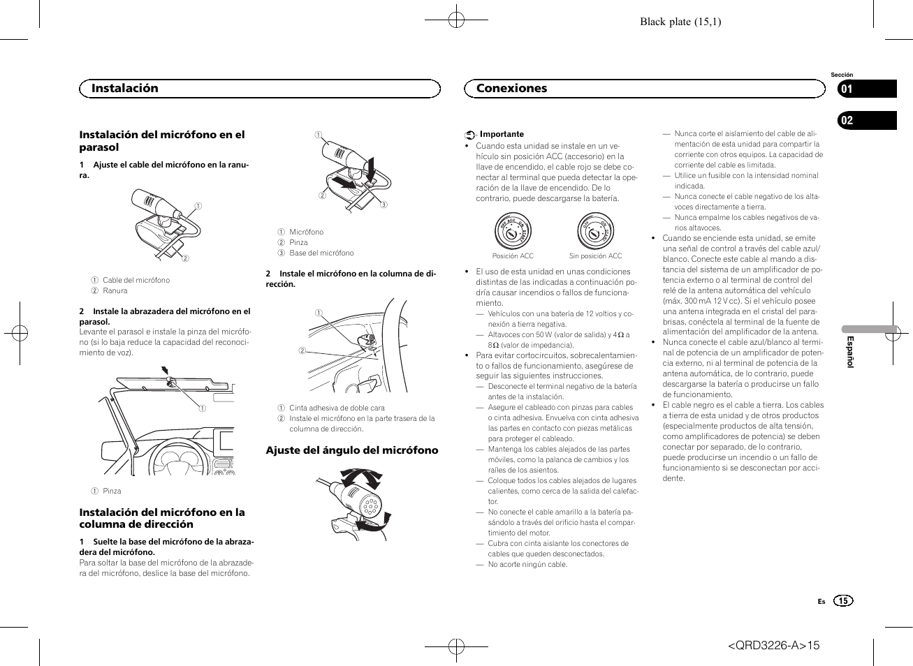Instalación, Conexiones | Pioneer DEH-X8600BT User Manual | Page 15 / 32