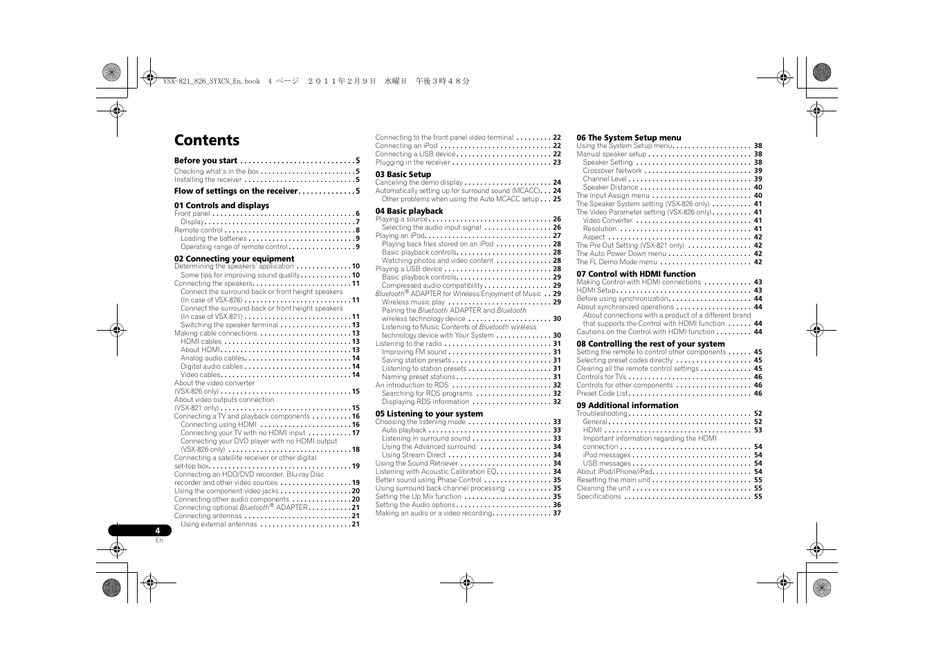 Pioneer VSX-821 User Manual | Page 4 / 56