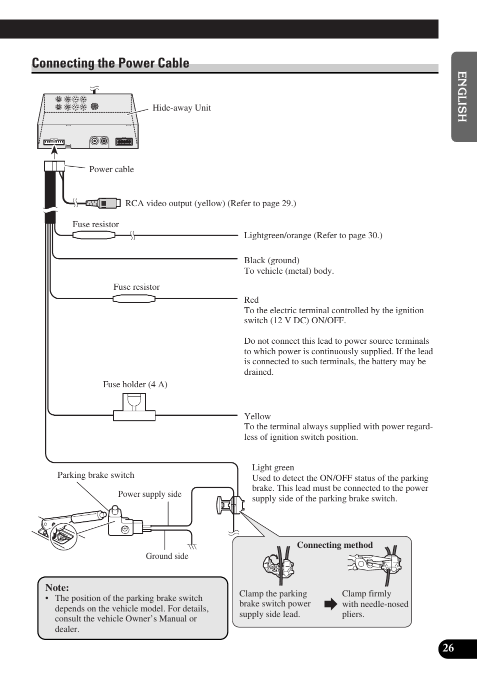 Connecting the power cable | Pioneer AVD-W6000 User Manual | Page 27 / 112