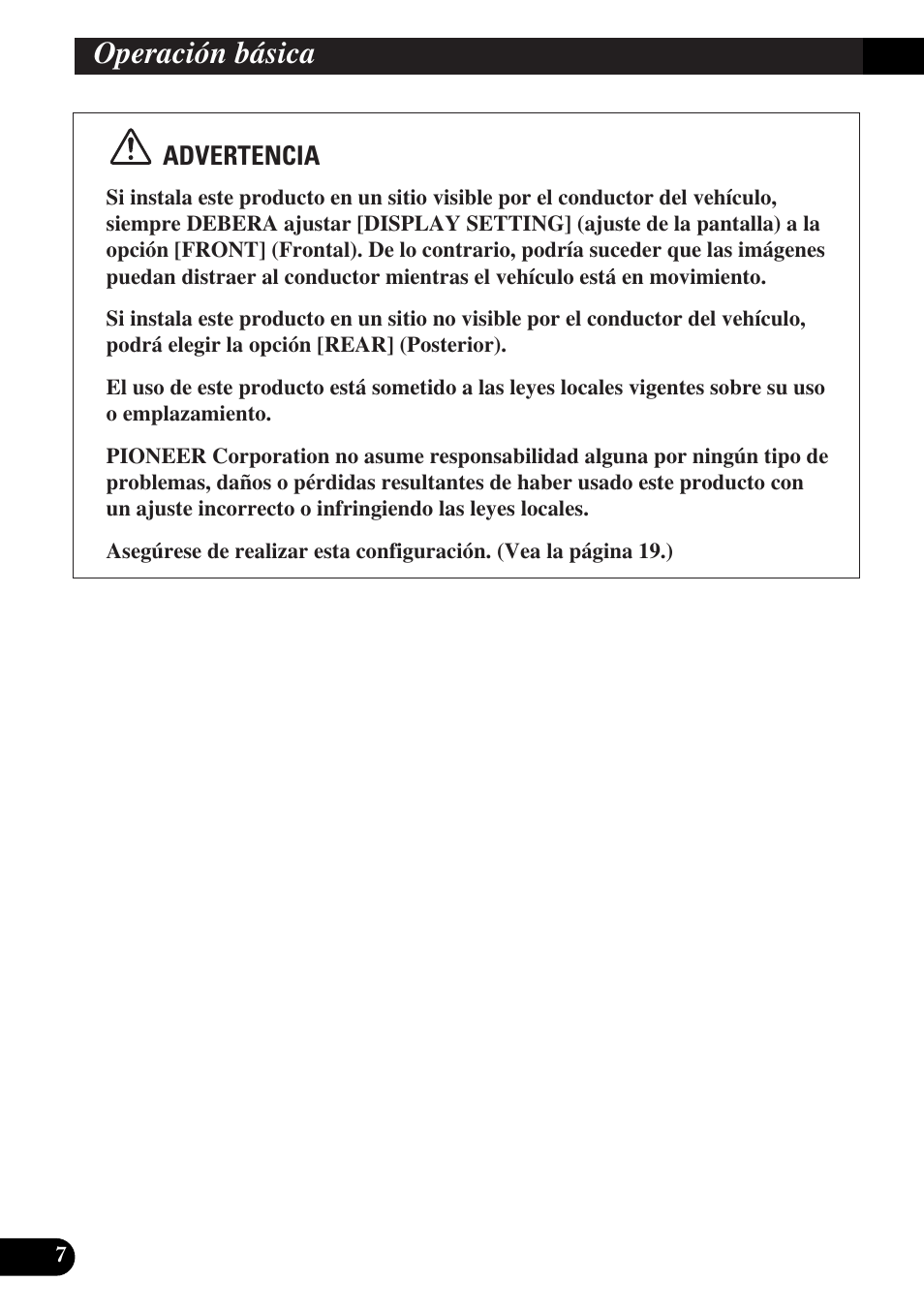 Operación básica | Pioneer AVD-W6000 User Manual | Page 44 / 112