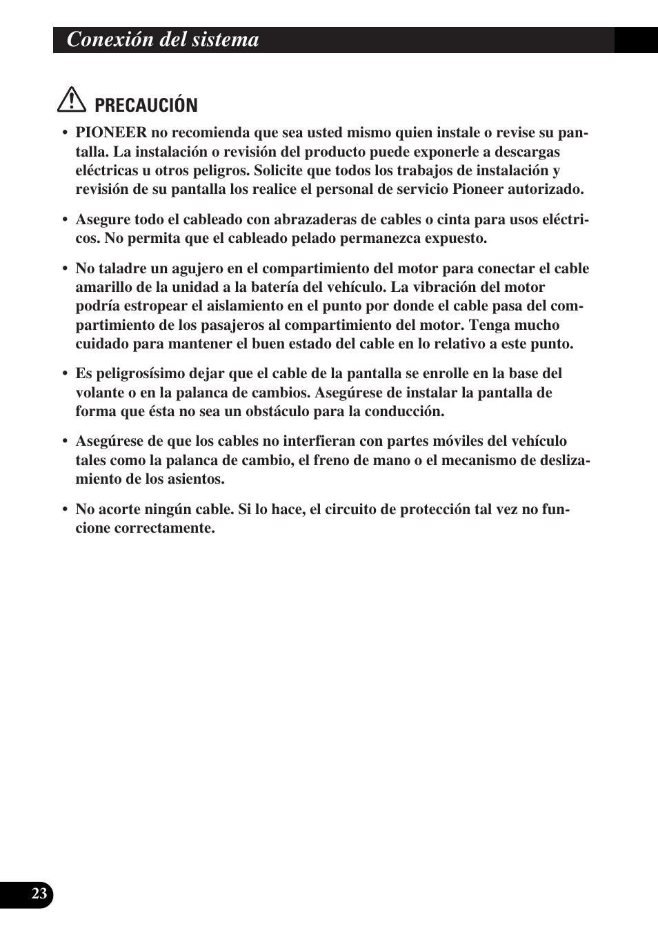 Conexión del sistema, Precaución | Pioneer AVD-W6000 User Manual | Page 60 / 112