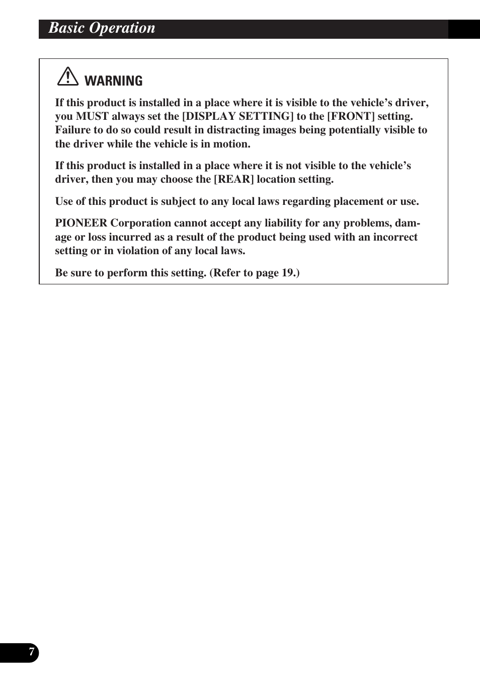 Basic operation | Pioneer AVD-W6000 User Manual | Page 8 / 112