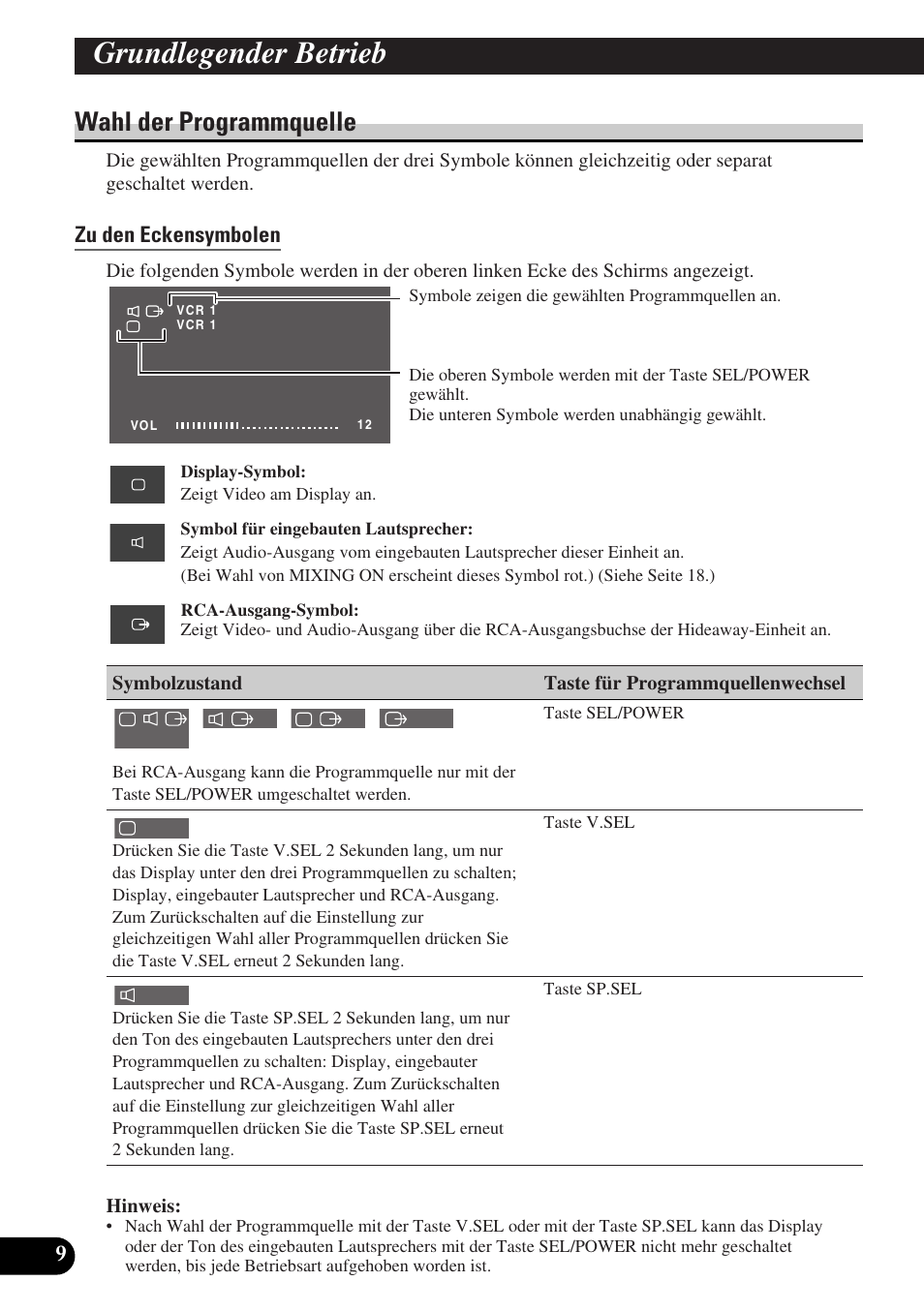 Wahl der programmquelle, Zu den eckensymbolen, Grundlegender betrieb | Pioneer AVD-W6000 User Manual | Page 82 / 112