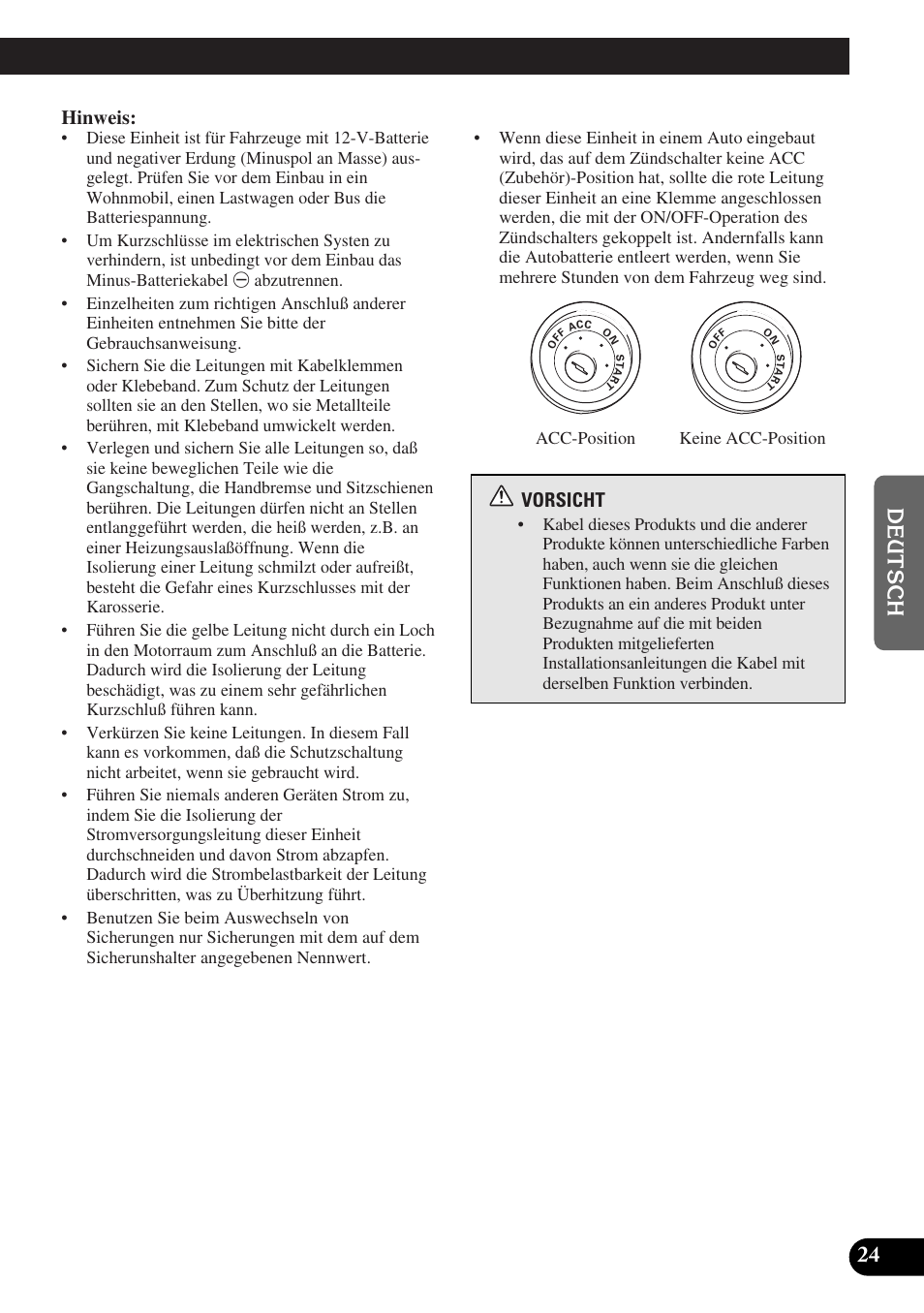 Hinweis, Vorsicht | Pioneer AVD-W6000 User Manual | Page 97 / 112