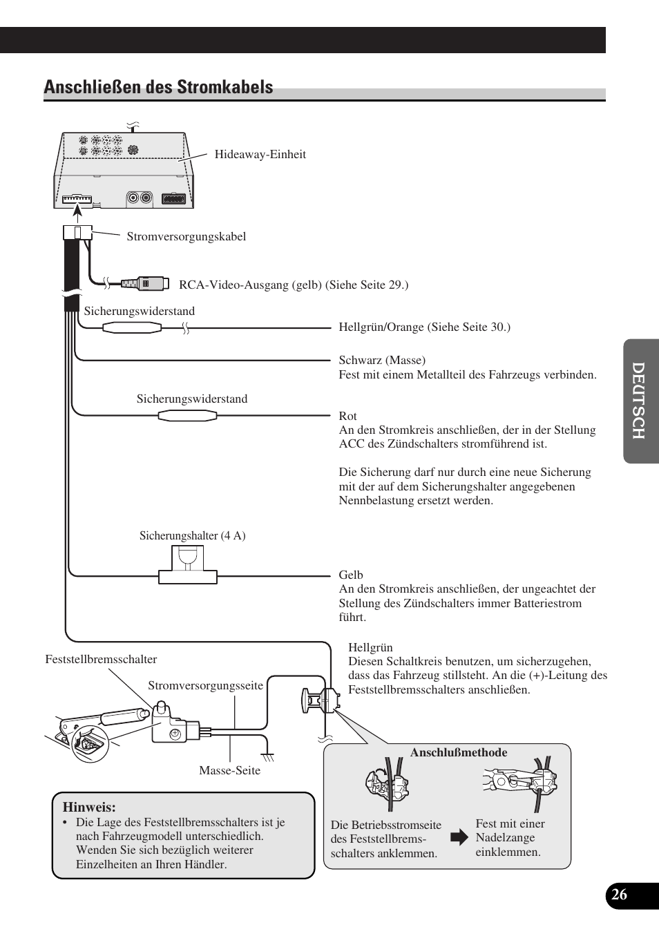 Anschließen des stromkabels | Pioneer AVD-W6000 User Manual | Page 99 / 112