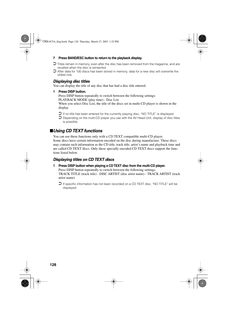 Using cd text functions | Pioneer AVIC700D User Manual | Page 129 / 190