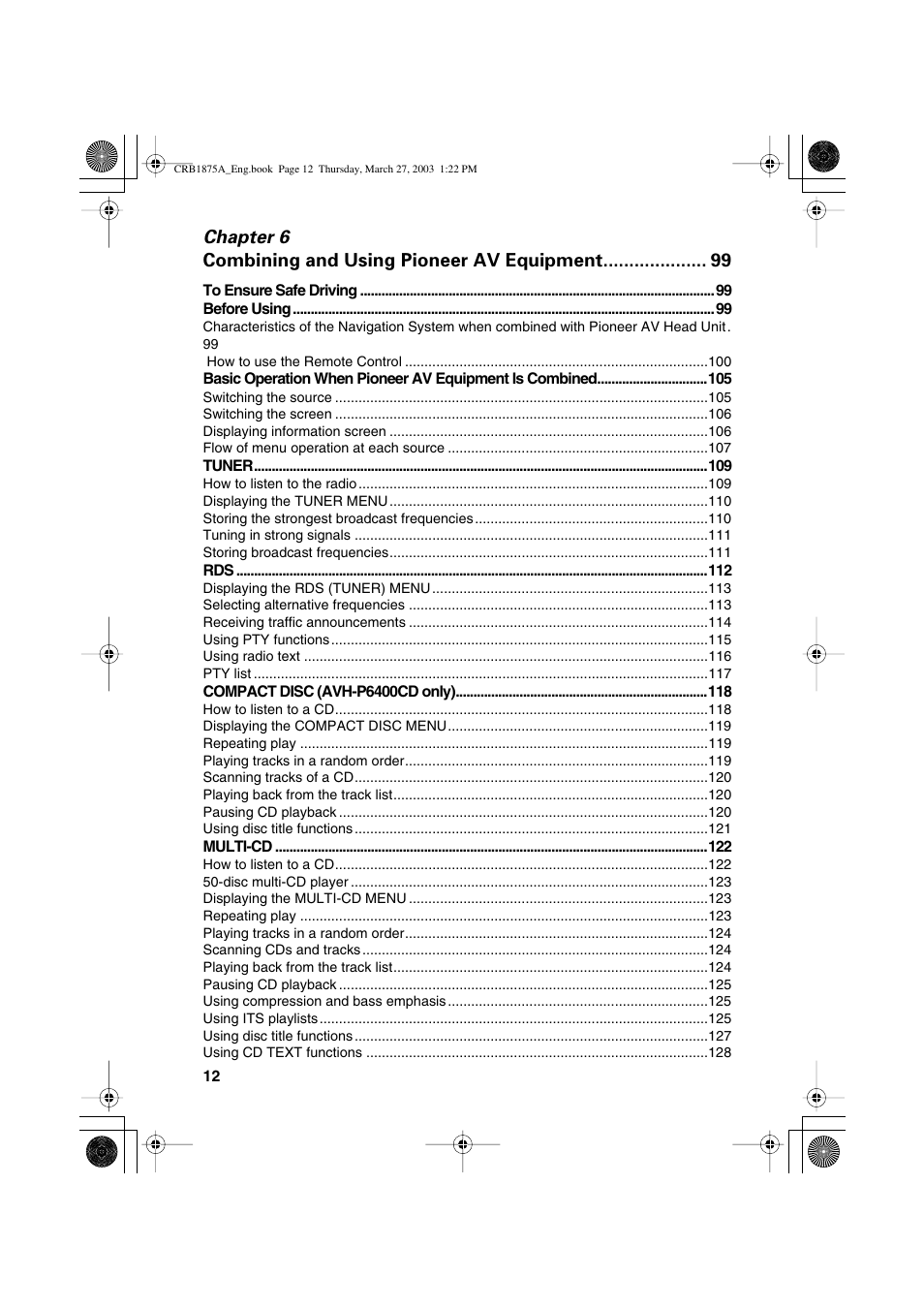 Chapter 6 combining and using pioneer av equipment | Pioneer AVIC700D User Manual | Page 13 / 190
