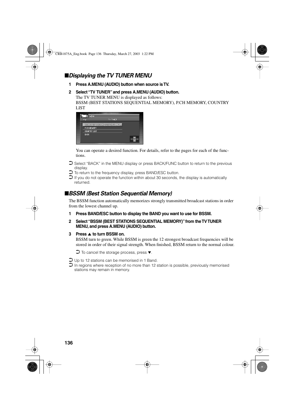 Displaying the tv tuner menu | Pioneer AVIC700D User Manual | Page 137 / 190