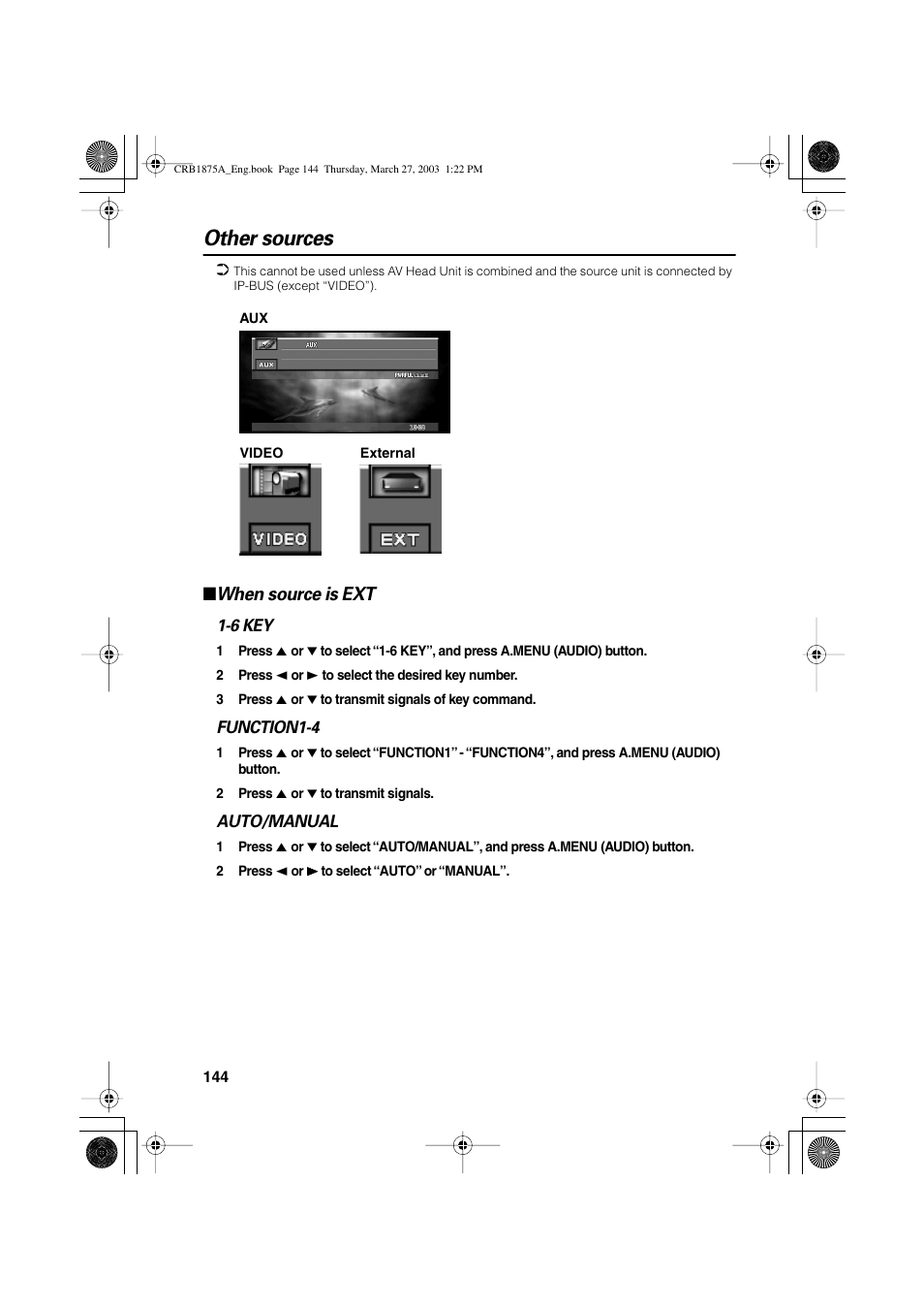 Other sources, When source is ext | Pioneer AVIC700D User Manual | Page 145 / 190