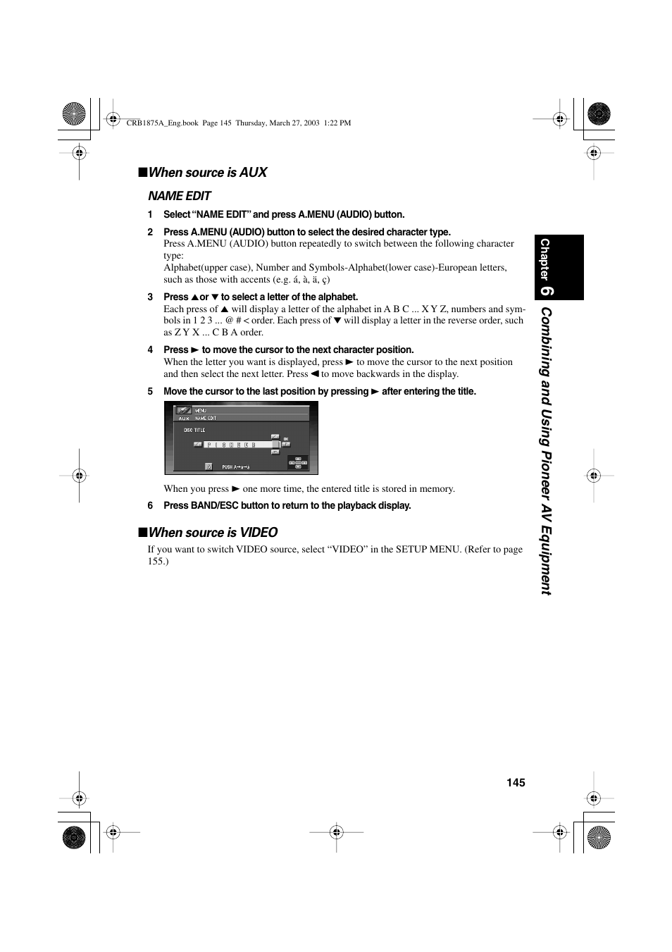 When source is video | Pioneer AVIC700D User Manual | Page 146 / 190
