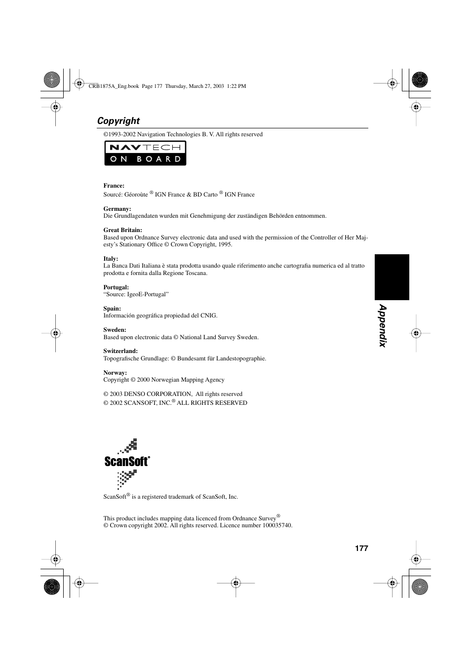 Appendix copyright | Pioneer AVIC700D User Manual | Page 178 / 190