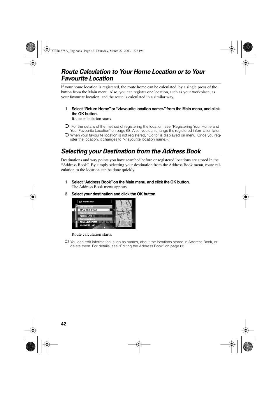 Selecting your destination from the address book | Pioneer AVIC700D User Manual | Page 43 / 190