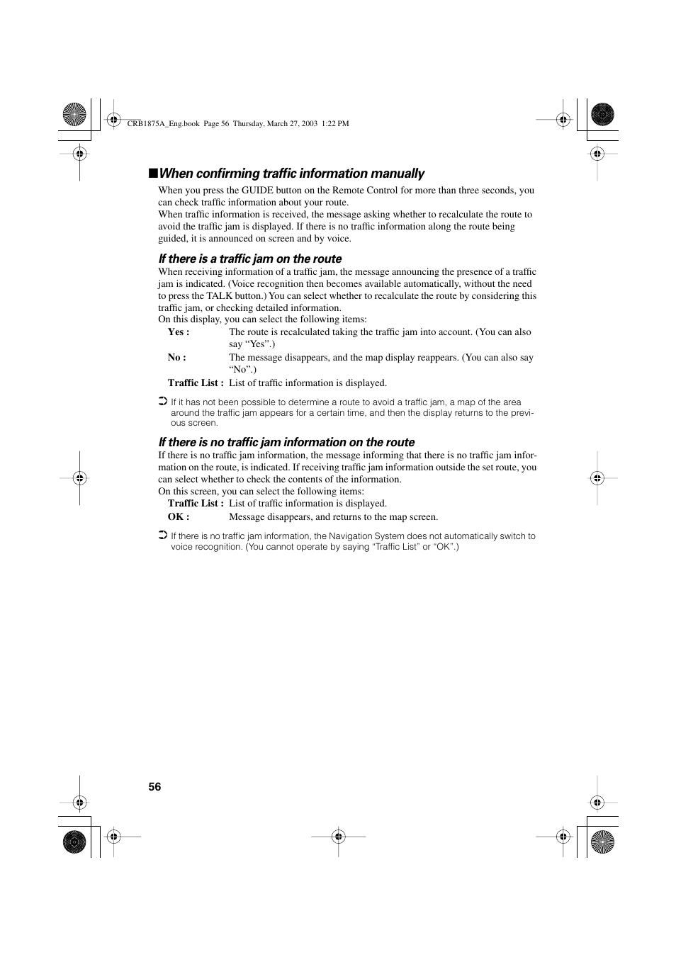 When confirming traffic information manually | Pioneer AVIC700D User Manual | Page 57 / 190