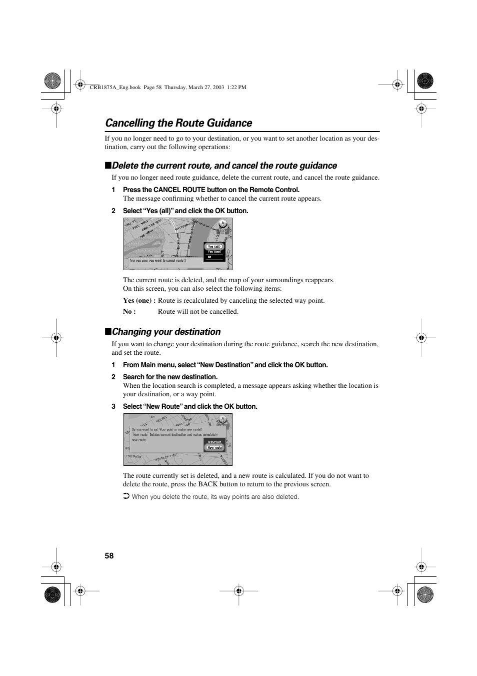 Cancelling the route guidance, Changing your destination | Pioneer AVIC700D User Manual | Page 59 / 190