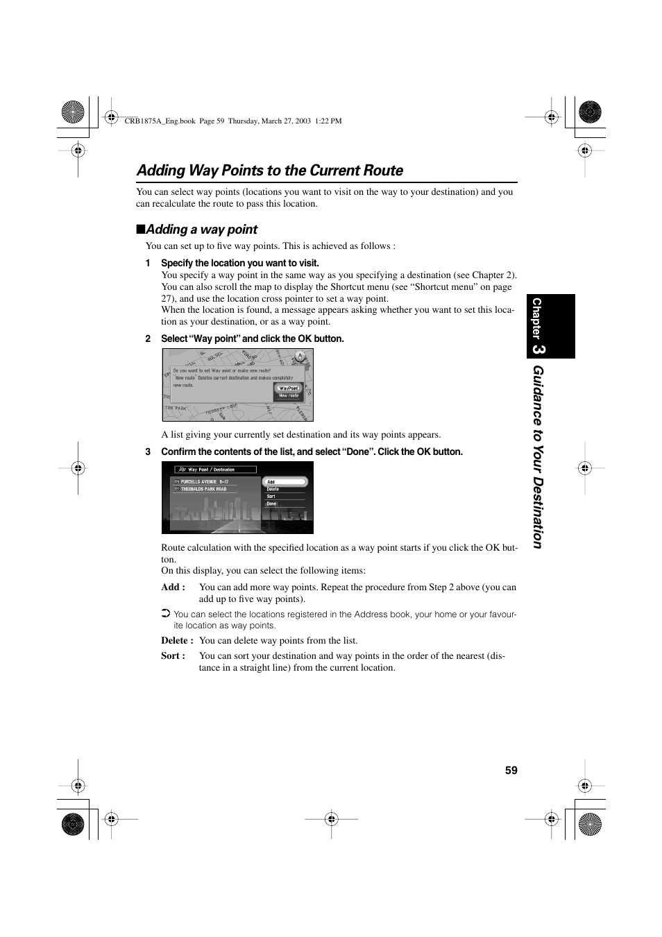 Adding way points to the current route | Pioneer AVIC700D User Manual | Page 60 / 190
