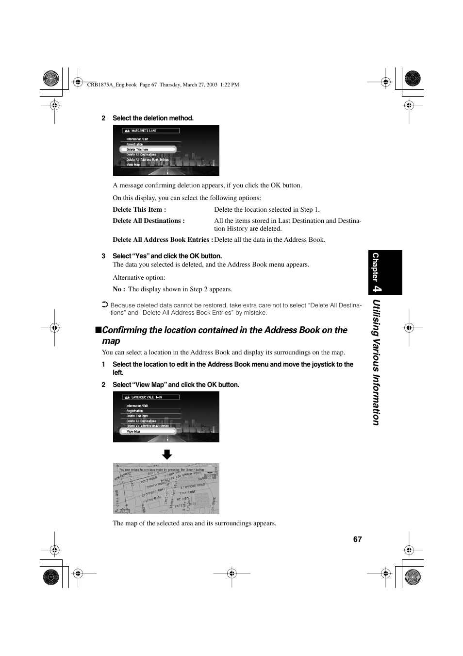 Utilising v arious inf ormation | Pioneer AVIC700D User Manual | Page 68 / 190