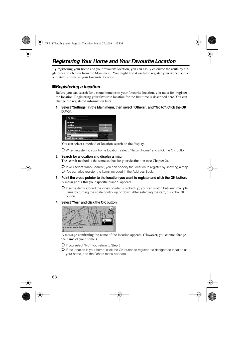 Registering your home and your favourite location, Registering a location | Pioneer AVIC700D User Manual | Page 69 / 190