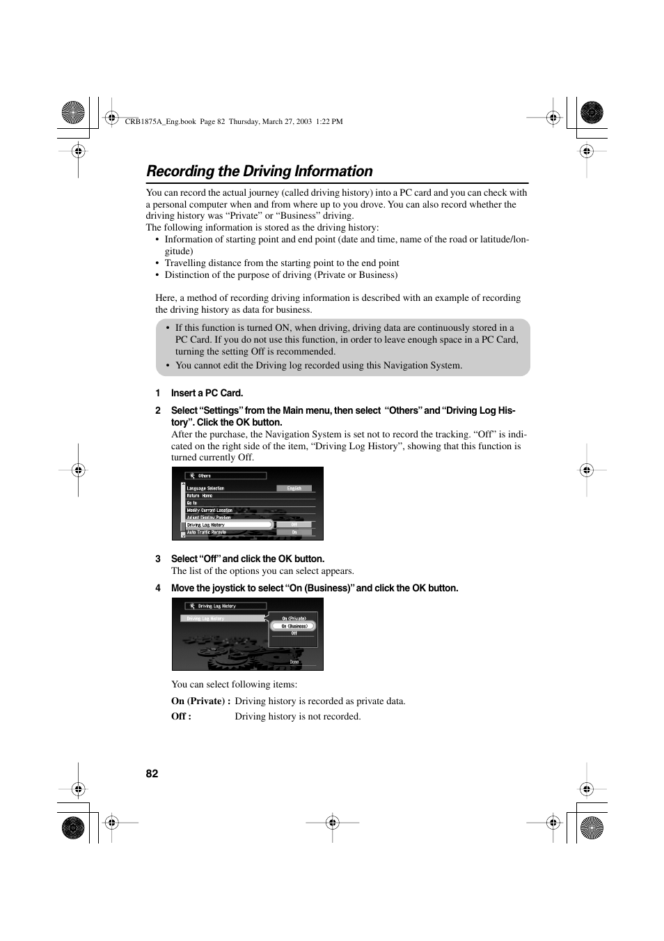 Recording the driving information | Pioneer AVIC700D User Manual | Page 83 / 190
