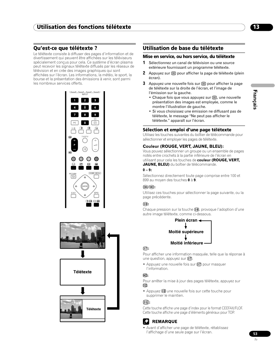 13 utilisation des fonctions télétexte, Qu’est-ce que télétexte, Utilisation de base du télétexte | Pioneer PDP-435HDE User Manual | Page 111 / 176