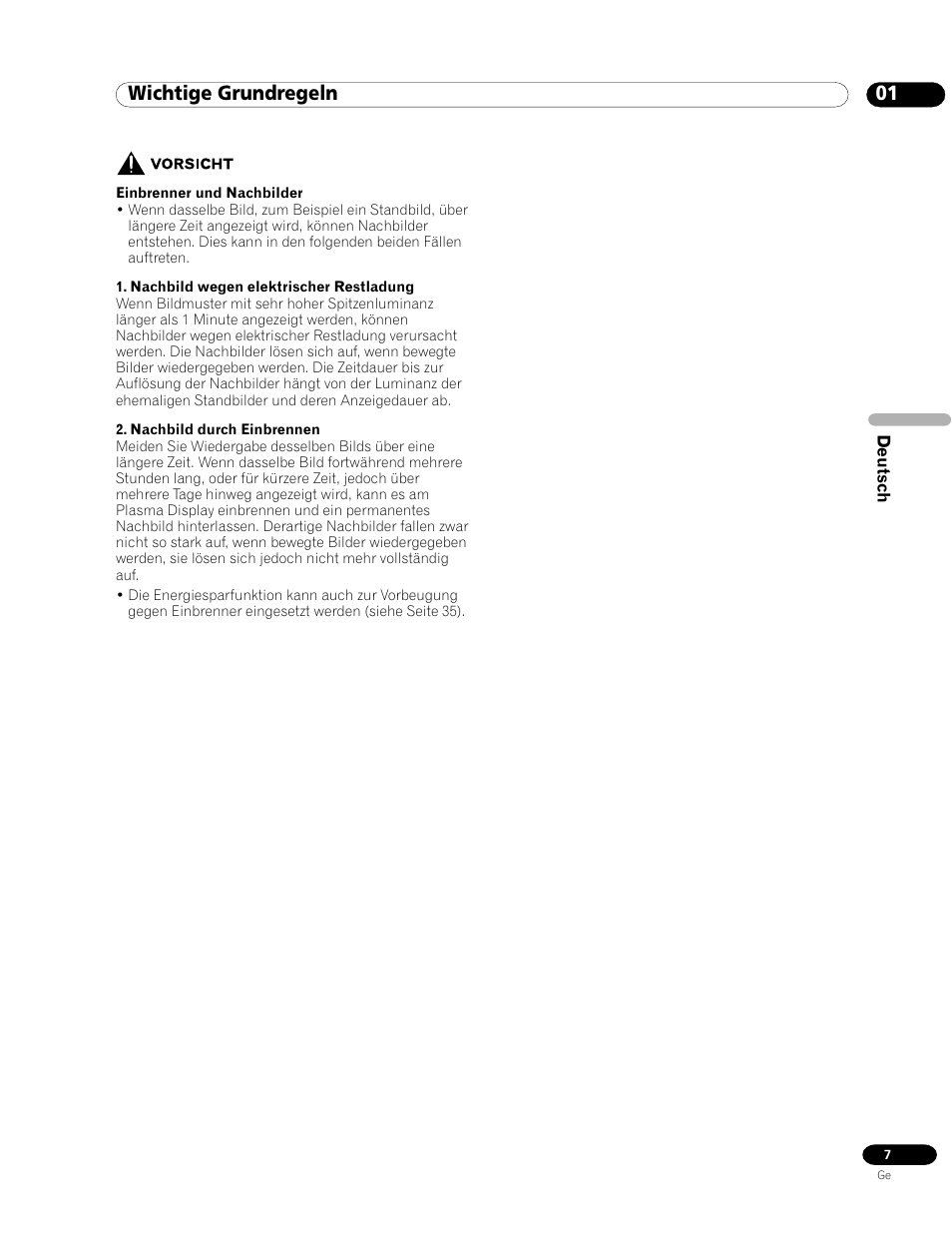 01 wichtige grundregeln | Pioneer PDP-435HDE User Manual | Page 123 / 176
