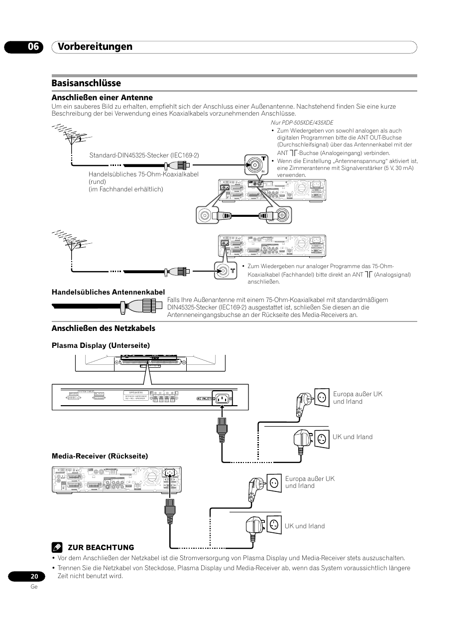 Basisanschlüsse, 06 vorbereitungen | Pioneer PDP-435HDE User Manual | Page 136 / 176