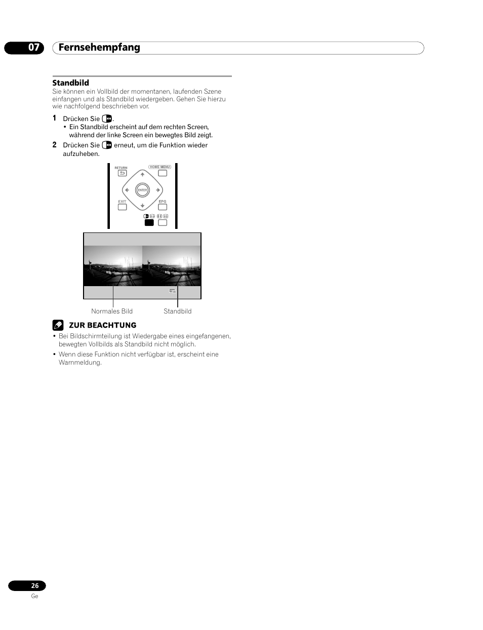 Standbild, 07 fernsehempfang | Pioneer PDP-435HDE User Manual | Page 142 / 176