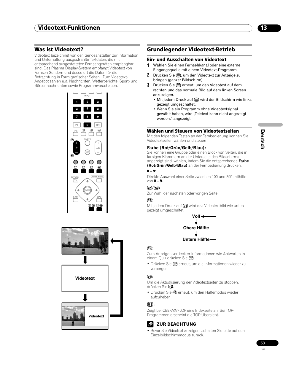 13 videotext-funktionen, Was ist videotext? grundlegender videotext-betrieb, Was ist videotext | Grundlegender videotext-betrieb | Pioneer PDP-435HDE User Manual | Page 169 / 176