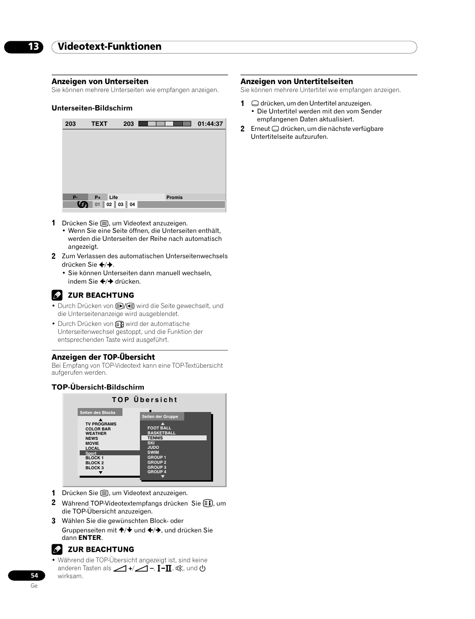 13 videotext-funktionen | Pioneer PDP-435HDE User Manual | Page 170 / 176