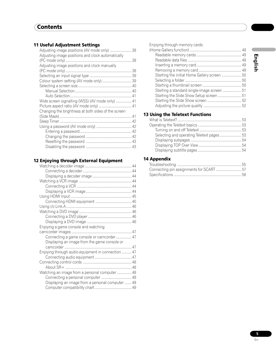 Pioneer PDP-435HDE User Manual | Page 5 / 176