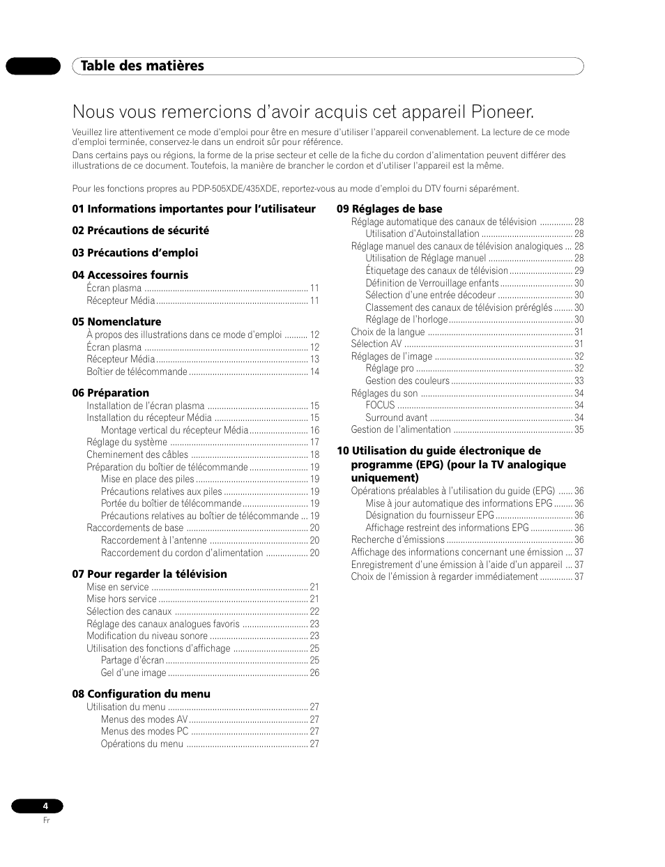 Pioneer PDP-435HDE User Manual | Page 62 / 176