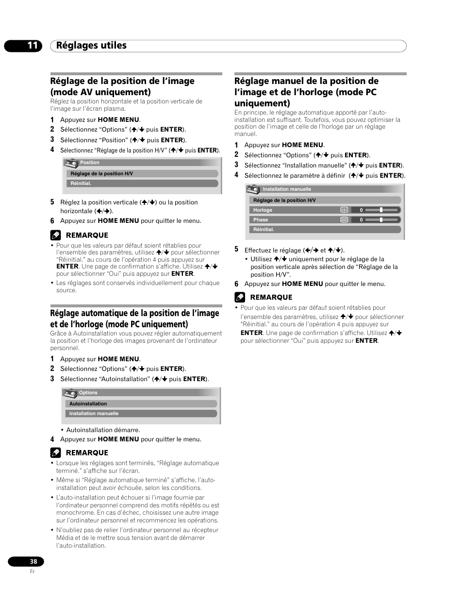 11 réglages utiles | Pioneer PDP-435HDE User Manual | Page 96 / 176