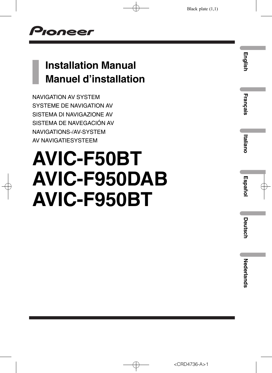 Pioneer AVIC-F50BT User Manual | 180 pages