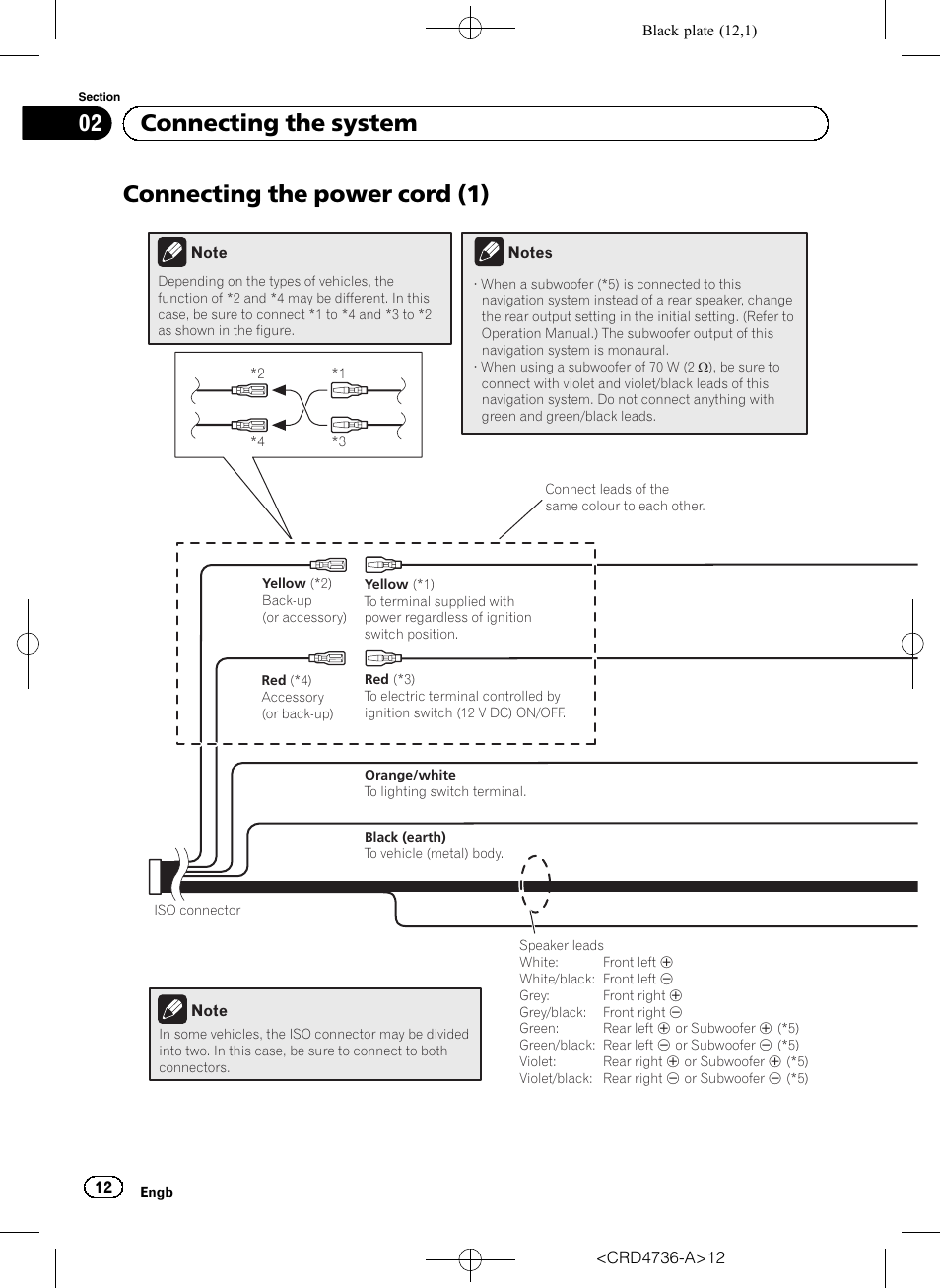 Connecting the power cord (1), 02 connecting the system | Pioneer AVIC-F50BT User Manual | Page 12 / 180