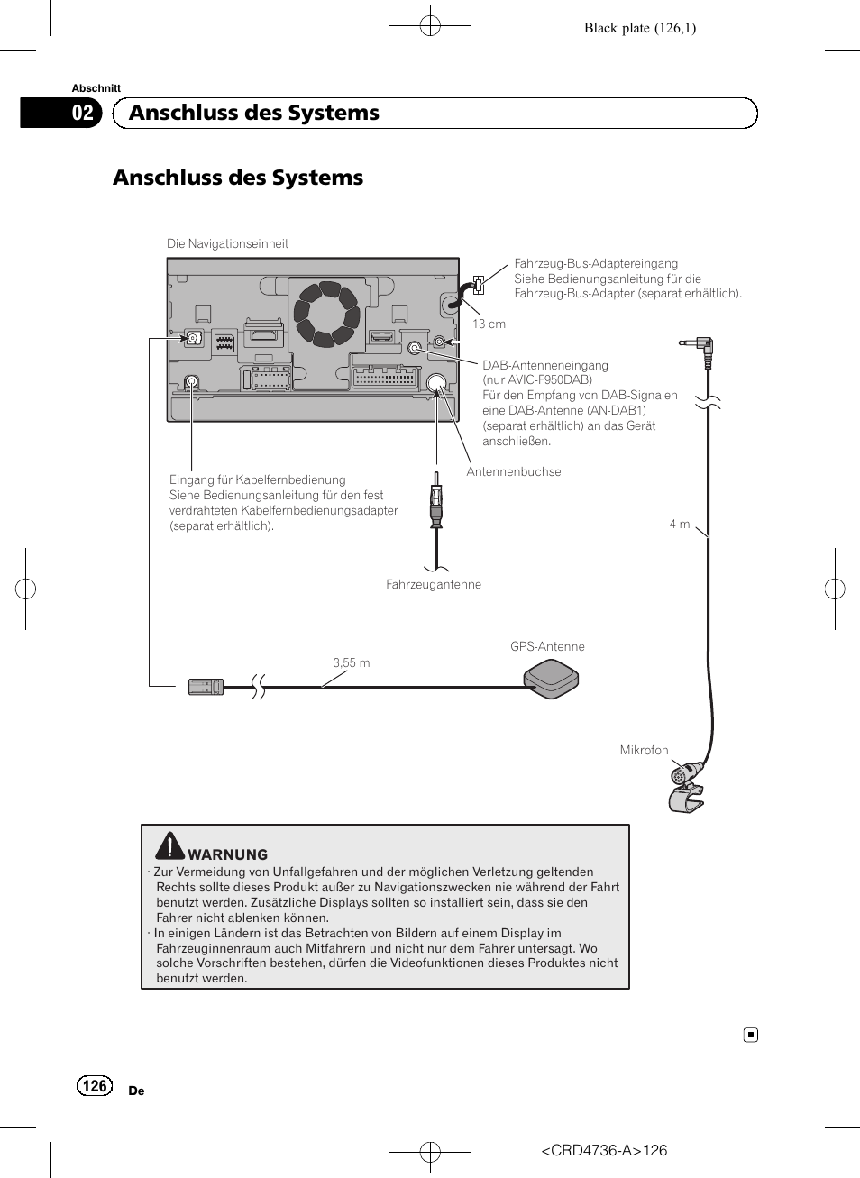 Anschluss des systems, 02 anschluss des systems | Pioneer AVIC-F50BT User Manual | Page 126 / 180