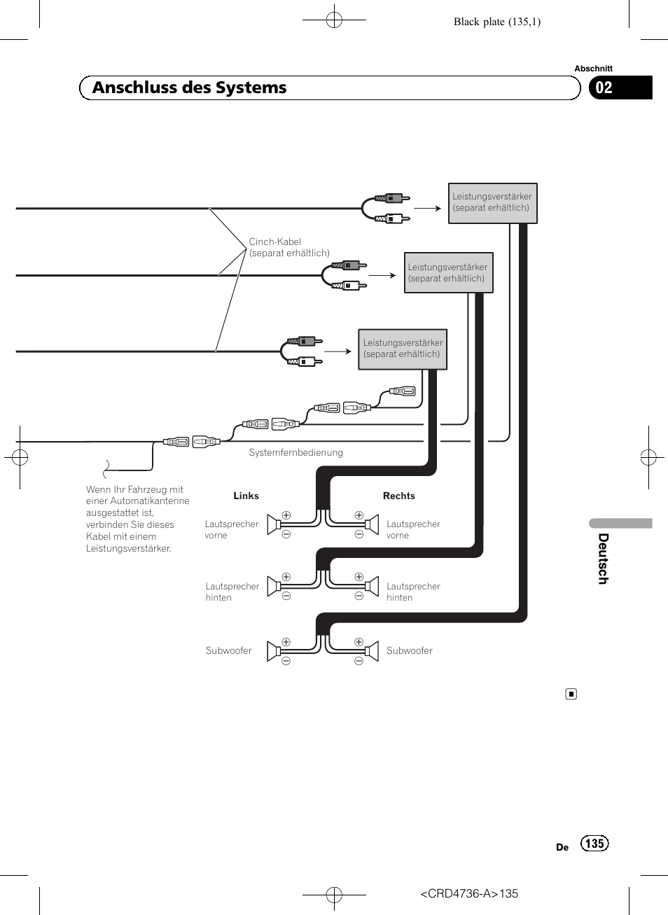 02 anschluss des systems | Pioneer AVIC-F50BT User Manual | Page 135 / 180