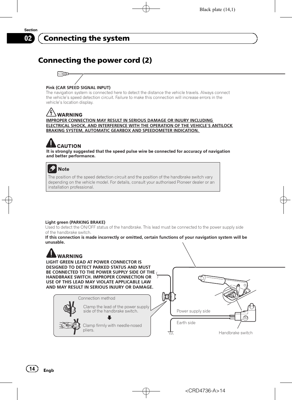 Connecting the power cord (2), 02 connecting the system | Pioneer AVIC-F50BT User Manual | Page 14 / 180