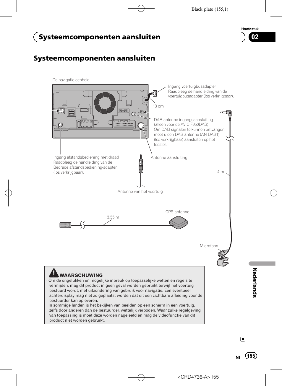 Systeemcomponenten aansluiten, 02 systeemcomponenten aansluiten | Pioneer AVIC-F50BT User Manual | Page 155 / 180