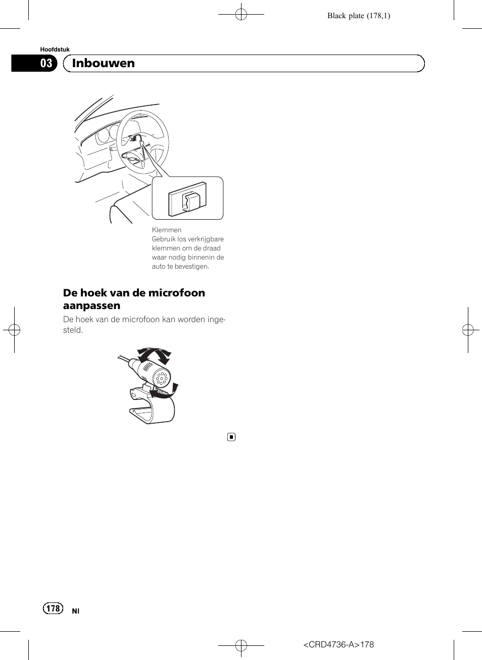 De hoek van de microfoon, Aanpassen, 03 inbouwen | Pioneer AVIC-F50BT User Manual | Page 178 / 180