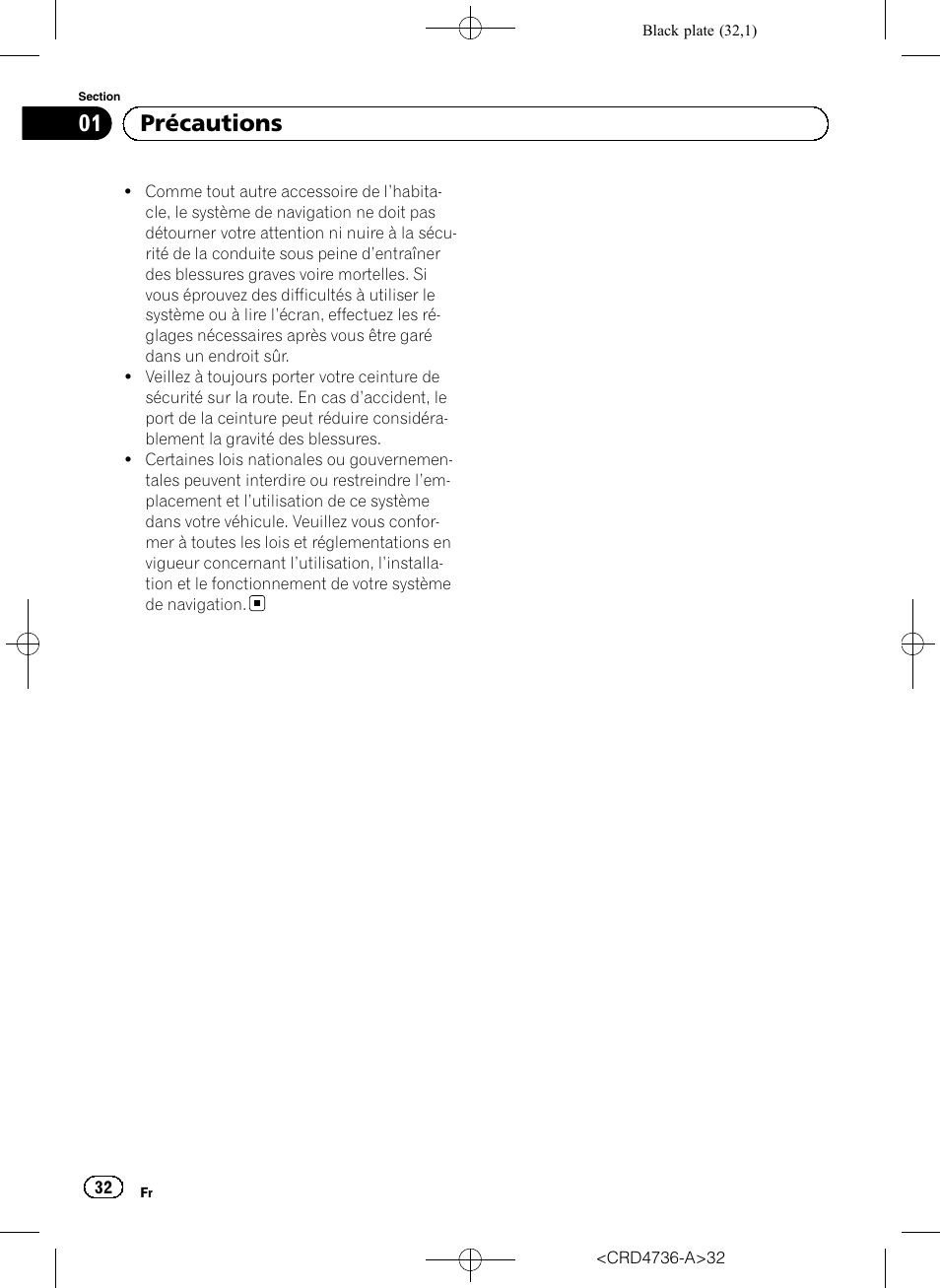 01 précautions | Pioneer AVIC-F50BT User Manual | Page 32 / 180