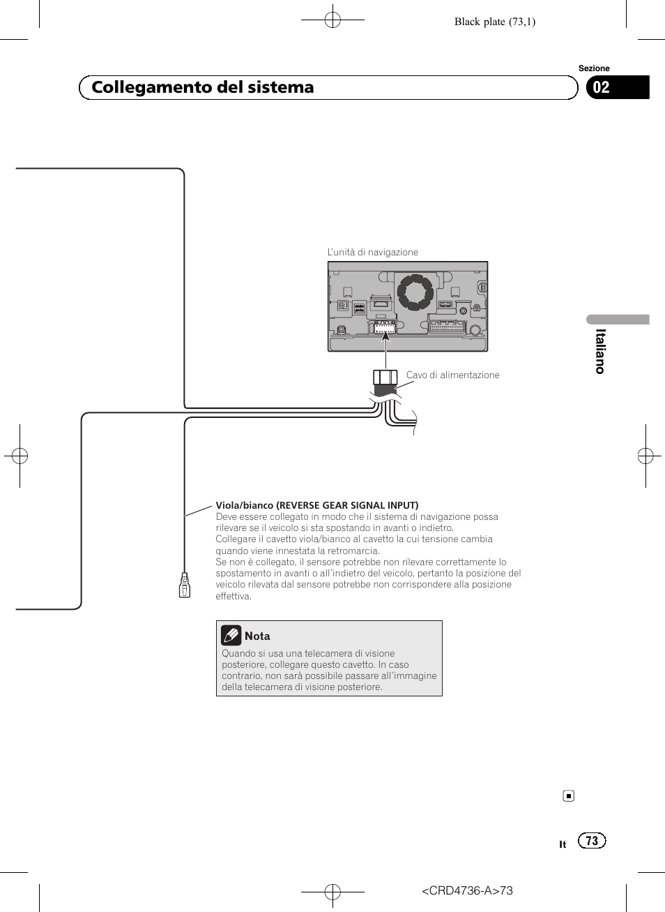 02 collegamento del sistema | Pioneer AVIC-F50BT User Manual | Page 73 / 180