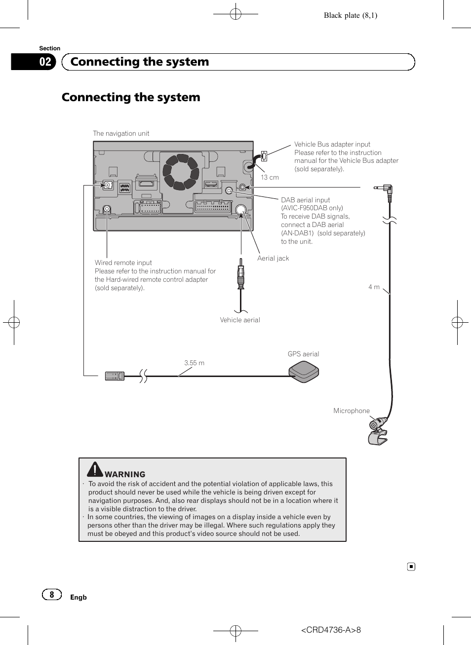 Connecting the system, 02 connecting the system | Pioneer AVIC-F50BT User Manual | Page 8 / 180