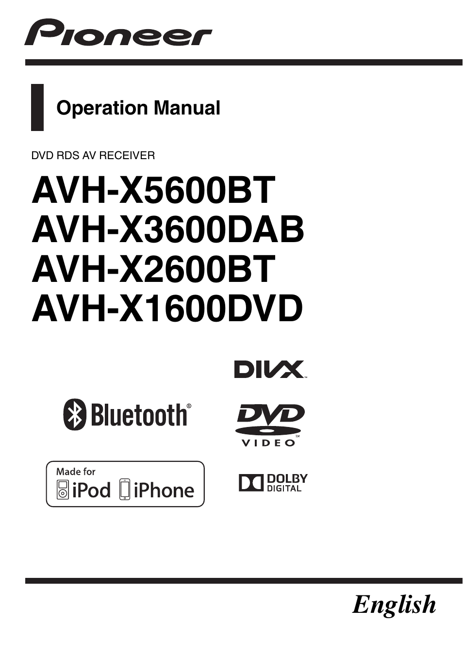 Pioneer AVH-X2600BT User Manual | 100 pages