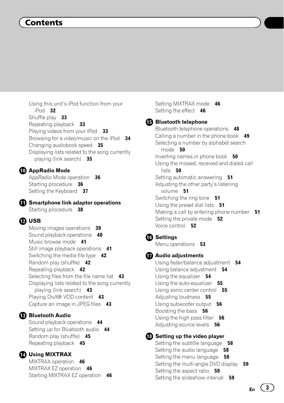 Pioneer AVH-X2600BT User Manual | Page 3 / 100