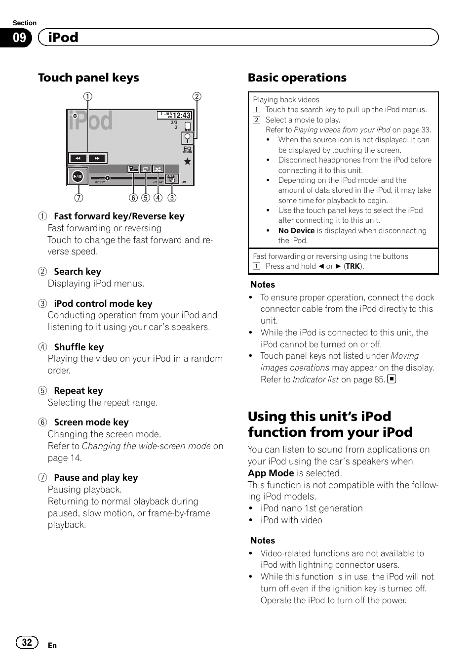Using this unit, S ipod function from your, Ipod | Using this unit ’s ipod function from your ipod, 09 ipod, Touch panel keys, Basic operations | Pioneer AVH-X2600BT User Manual | Page 32 / 100