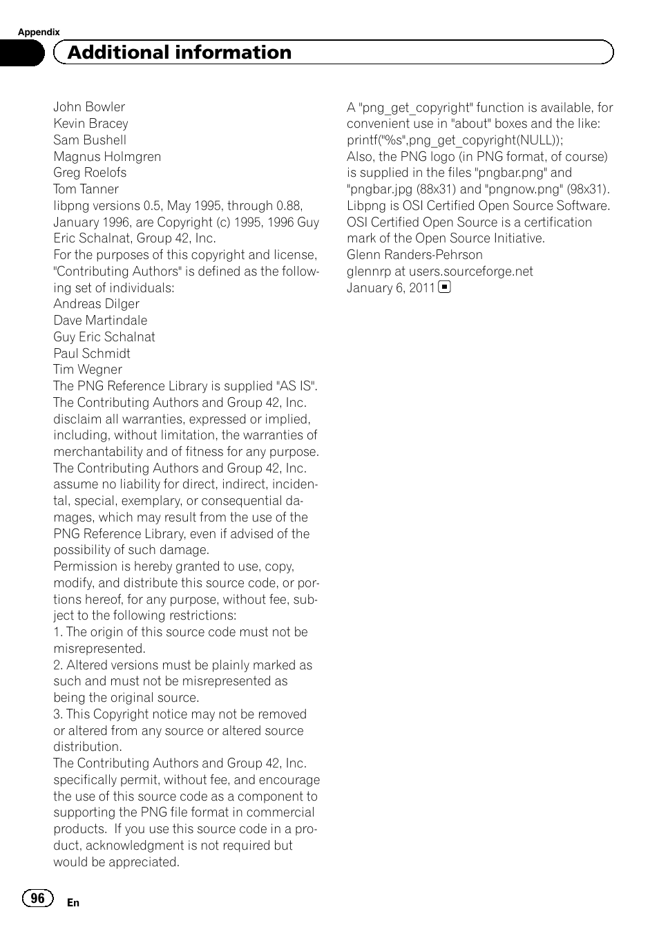 Additional information | Pioneer AVH-X2600BT User Manual | Page 96 / 100