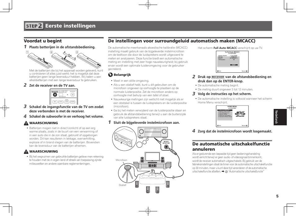 Eerste instellingen, Voordat u begint, De automatische uitschakelfunctie annuleren | Pioneer SC-LX76-S User Manual | Page 29 / 48