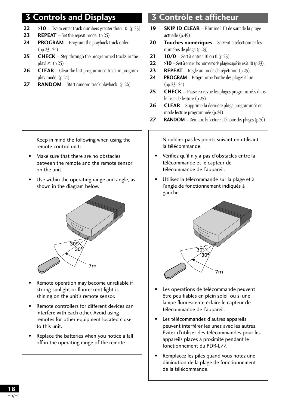 3 controls and displays 3 contrôle et afficheur | Pioneer PDR-L77 User Manual | Page 18 / 122